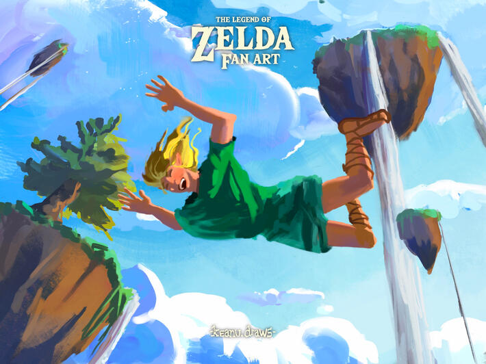 Zelda flying through the sky